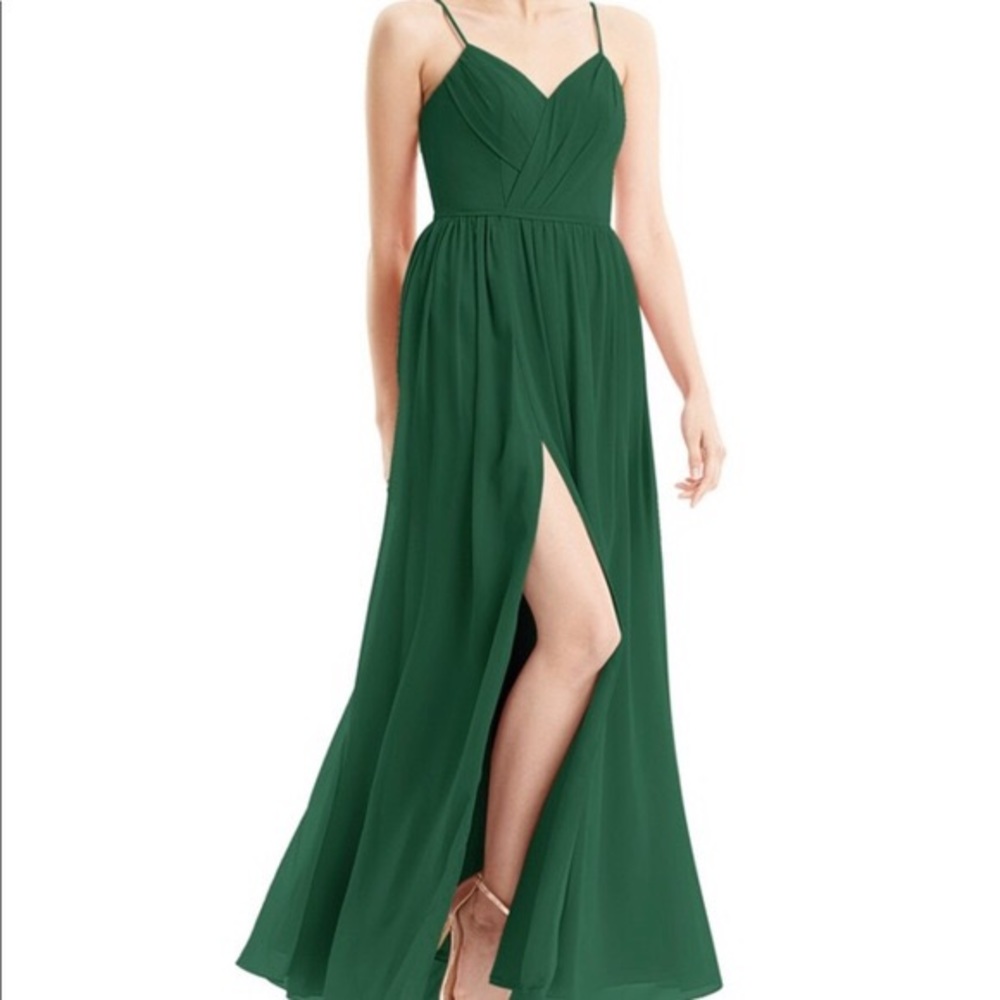 Azazie Cora dark green bridesmaid dress